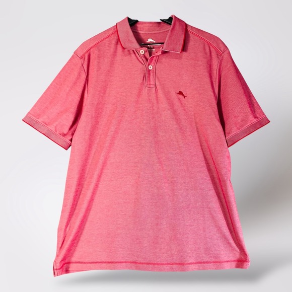 Tommy Bahama Mens Polo Shirt Large L Pink Short Sleeve Golf Casual - Picture 1 of 11